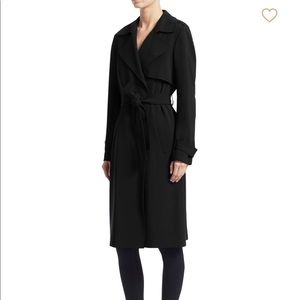Theory Oaklane Crepe Macintosh Coat in Black
